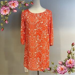 Old Navy Forest creatures theme blood Orange and White long sleeve Dress